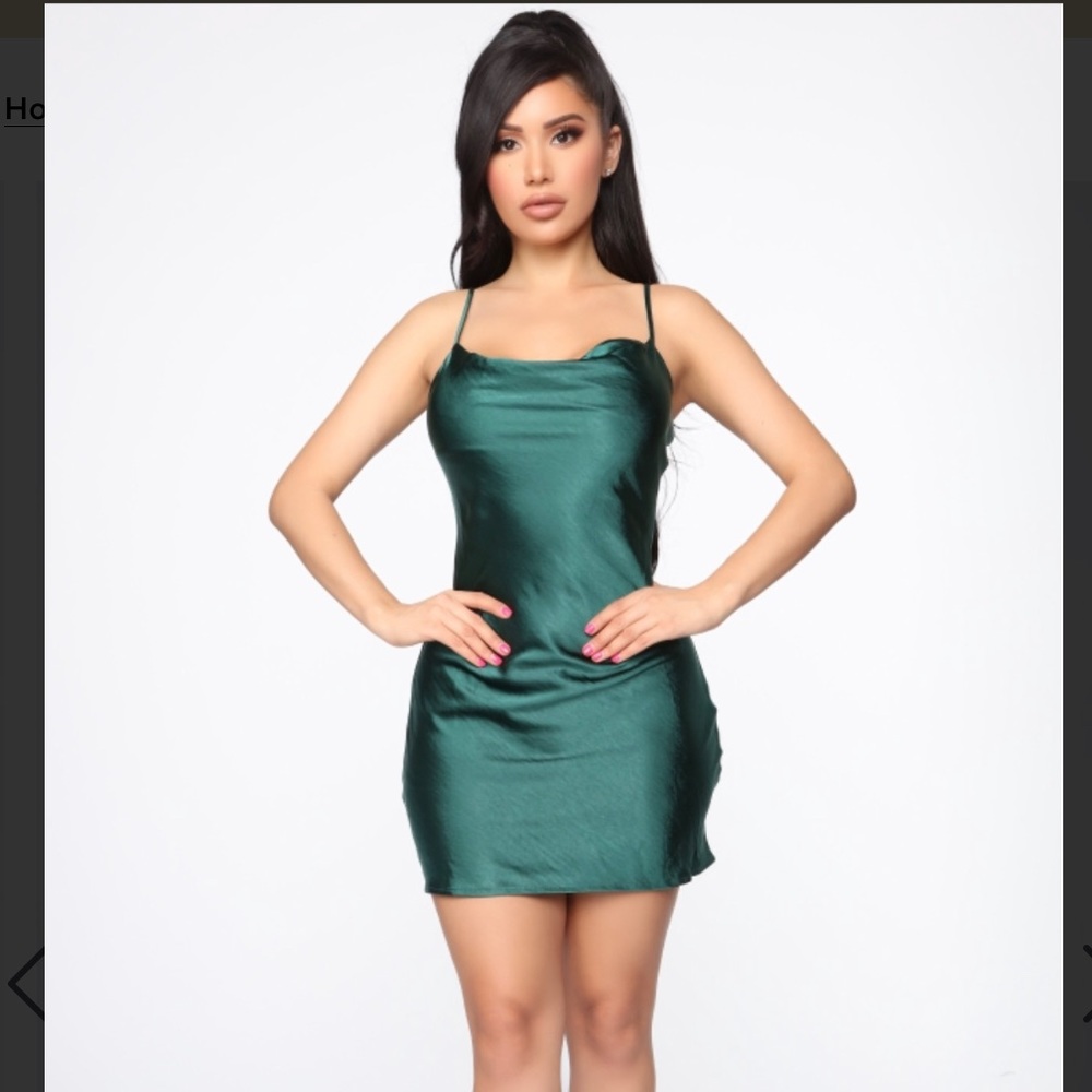 Mini Satin Dress Hunter Green
